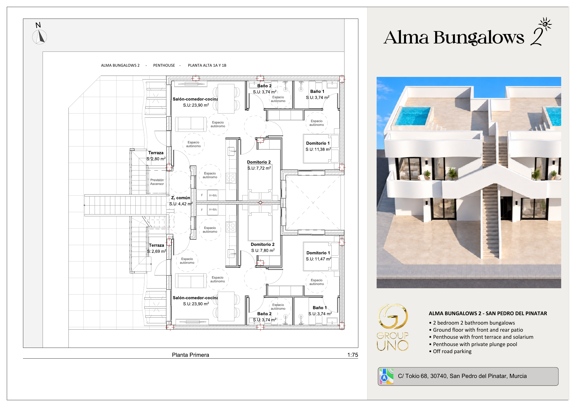 alma 2 bungalows — Penthouse · 1A & 1B