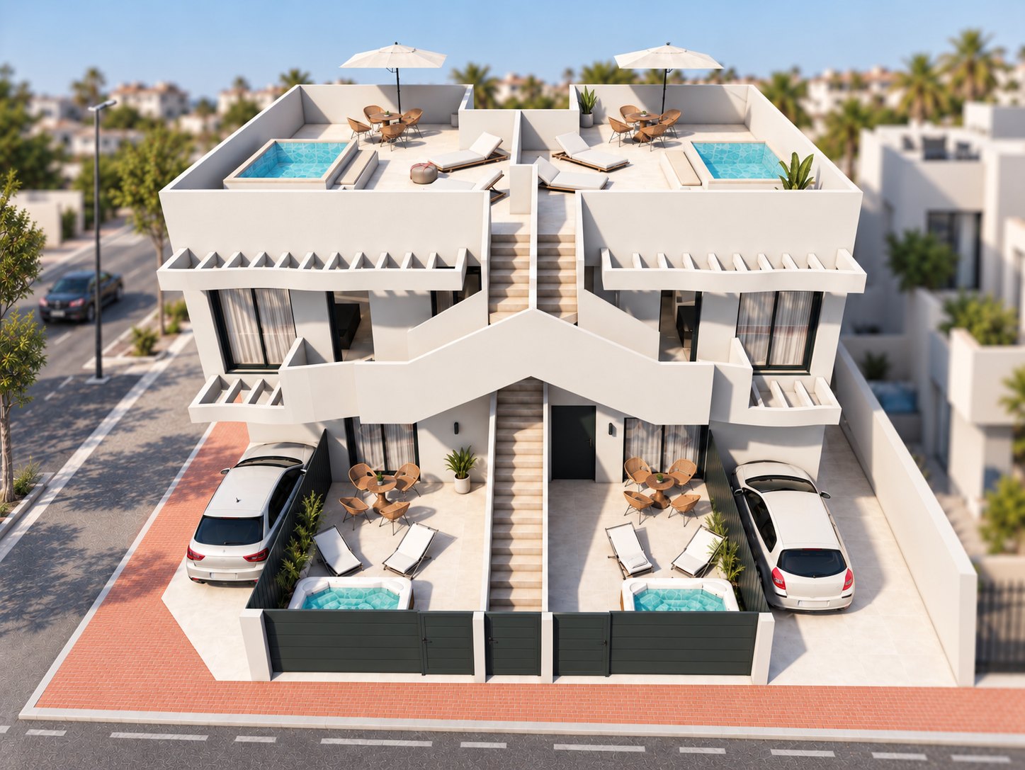 Alma 2 Bungalows — aerial architectural rendering